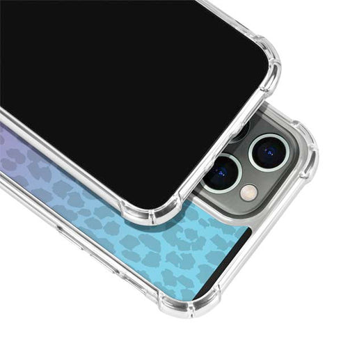 Cheetah Print Purple and Blue iPhone 15 Pro Clear Case